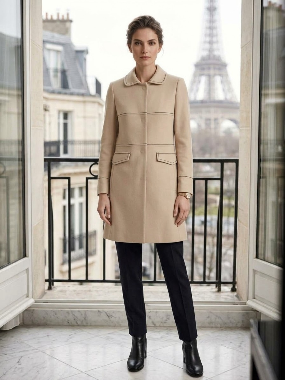 RIANI 2013 Retro Mod Stone Coat Black Piping EU 38 US 6